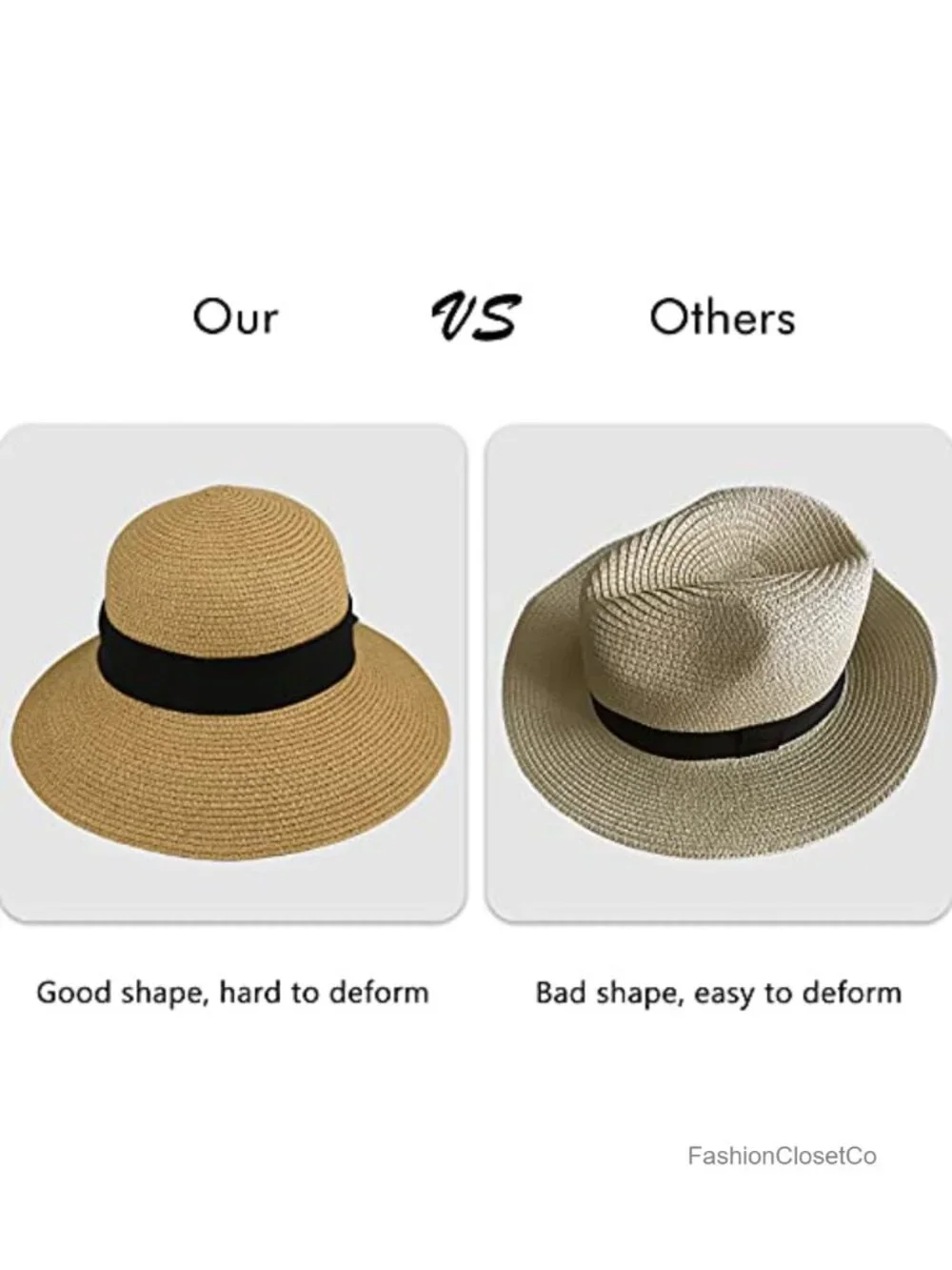 Wide Brim Foldable Straw Sun Hat with UPF 50